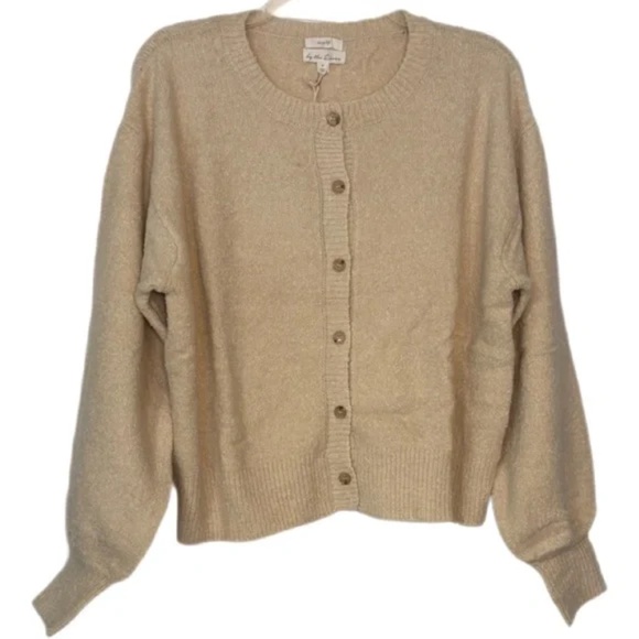 By The River Cozy Knit Button Front Cardigan Oatmeal Color NWT Size M - Picture 2 of 6